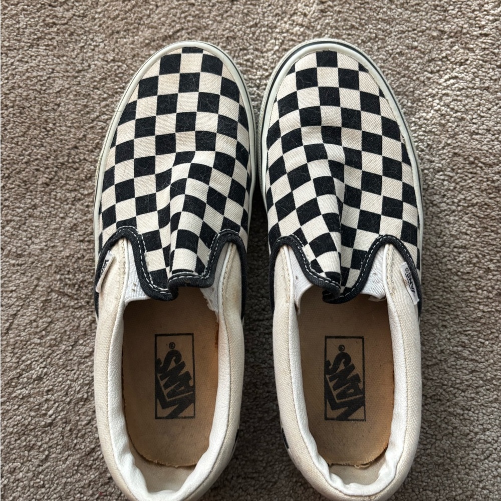 Vans Black and White Checkerboard Slip-Ons